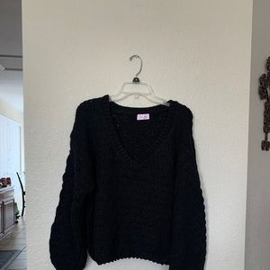 NWOT Black Cable Knit Sweater by Pink Lily